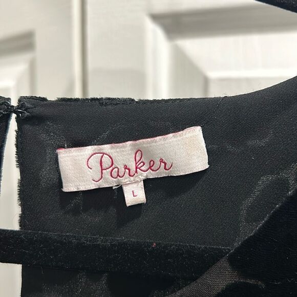 Parker Black Mixed Fabric Dress, Size Large - Picture 9 of 13